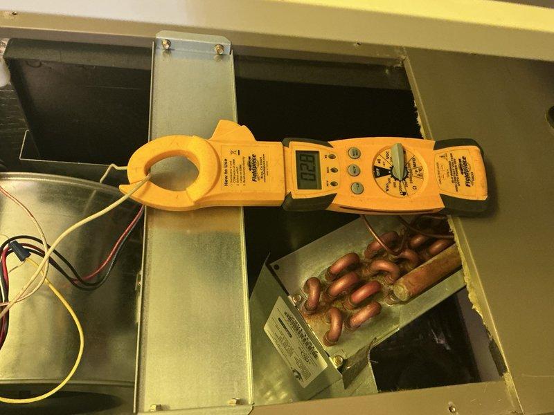 Completed comprehensive tune-up maintenance on single HVAC system, including electrical diagnostics with amp draw measurements on compressor and blower motor circuits. System found operating without air filter; advised customer of missing filter and recommended immediate installation to prevent coil contamination and reduced efficiency.