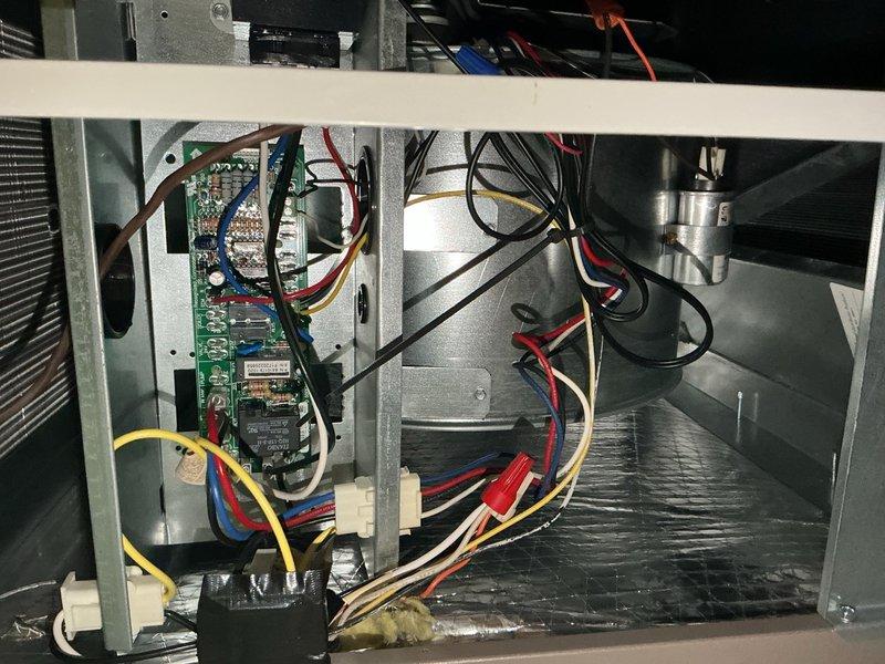 Completed comprehensive tune-up maintenance on single-system HVAC unit including air conditioning and air handler components. Performed standard cleaning, inspection, and operational testing of all electrical connections, control board, blower motor assembly, and refrigerant lines. System found operating within normal parameters with no filter present at time of service; customer notified of missing filter requirement for optimal performance.