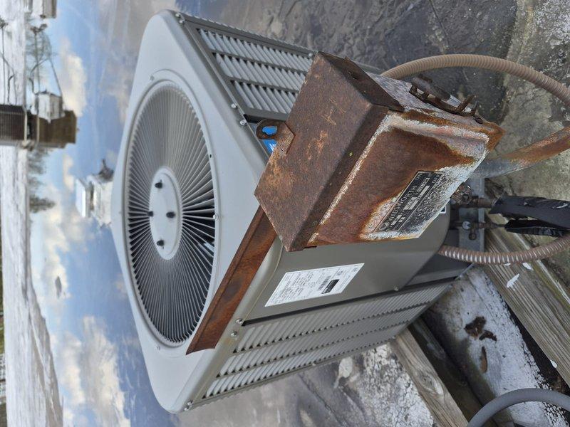Completed comprehensive clean and check maintenance service on single HVAC system per Comfort Plan agreement. Performed thorough inspection of outdoor condenser unit and indoor Lennox furnace, noting significant rust deterioration on exterior electrical disconnect box that may require future attention. Collected annual renewal payment and documented equipment condition with service photographs for customer records.