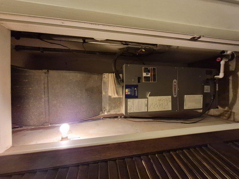 Completed comprehensive clean and check maintenance service on single HVAC system per Comfort Plan agreement. Performed thorough inspection of outdoor condenser unit and indoor Lennox furnace, noting significant rust deterioration on exterior electrical disconnect box that may require future attention. Collected annual renewal payment and documented equipment condition with service photographs for customer records.