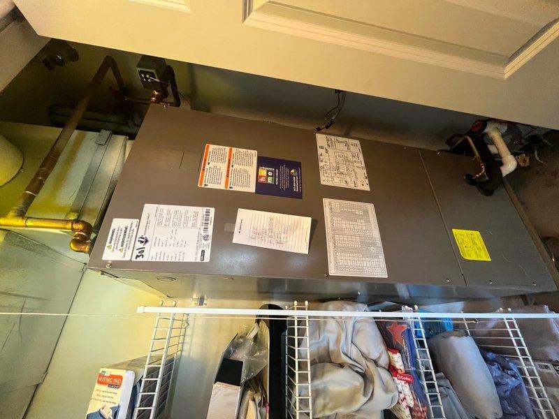 Installed Caleffi zone valve to HVAC system and completed electrical connections to control board. Verified proper wiring configuration with multiple zone circuits, secured all wire connections with appropriate wire nuts, and integrated new zone valve into existing air handler control system. Tested zone valve operation and confirmed system functionality upon completion.