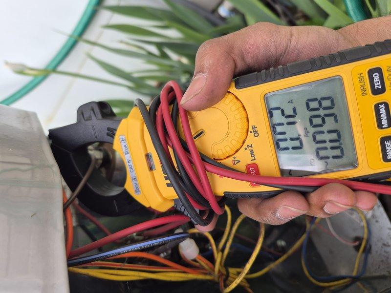 Completed comprehensive spring maintenance and clean and check service on single-system air conditioning unit per Comfort Plan agreement. Performed electrical diagnostics using digital multimeter to verify proper voltage and amperage readings at contactor, relay components, and control wiring. Inspected and tested all electrical connections, including low-voltage control circuits and line voltage components. Verified thermostat operation and calibration with Honeywell ProSeries digital control showing proper temperature reading and fan auto settings. System found operating within normal parameters with no deficiencies noted. All components tested and confirmed functioning correctly.