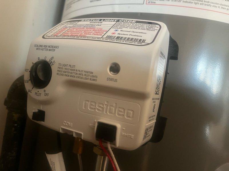 Successfully removed and disposed of existing water heater from utility closet. Installed new Rheem 40-gallon residential gas water heater with drain pan in same location. Connected unit to existing gas line, electrical supply, water supply piping, and exhaust chimney venting system. Verified proper operation of Resideo gas control valve and temperature settings. Performed complete system startup, tested all connections for leaks, and conducted safety inspection to ensure proper combustion and venting. All equipment tested and adjusted for optimal performance with 6-year warranty on parts and tank, 1-year labor warranty provided.