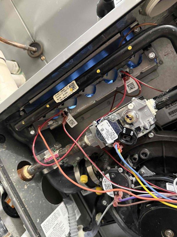 Replaced defective gas valve on residential HVAC heating system. Disconnected and removed old gas valve assembly, installed new valve, and reconnected all electrical wiring and gas supply lines. Performed system diagnostics to verify proper operation and confirm safe ignition and gas flow.