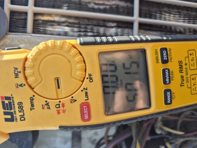 Completed comprehensive tune-up maintenance on residential air conditioning system and air handler. Performed cleaning and check procedures on both units, replaced air filter, and verified system operation with thermostat set to cooling mode at 65°F with indoor temperature reading 74°F. Conducted electrical diagnostics using digital multimeter to ensure proper voltage and system performance.