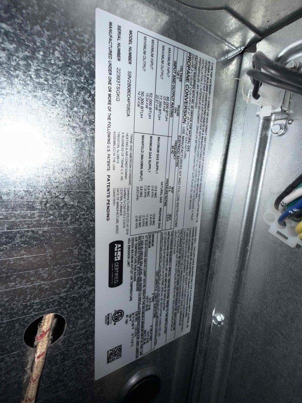 Completed annual clean and check maintenance on single HVAC system per comfort plan agreement. Performed comprehensive inspection of indoor air handler unit and outdoor condensing unit, verified manufacturer specifications and system ratings on equipment labels, checked electrical connections and components, inspected refrigerant lines and insulation integrity, cleaned condenser coil and fan assembly, and confirmed proper operation of all system components. Unit tested and left in normal operating condition with no deficiencies noted.