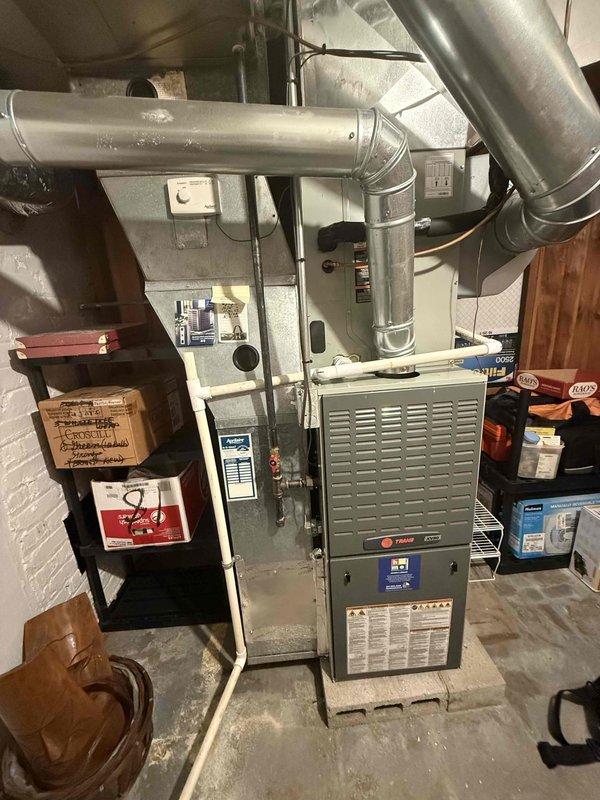Completed spring clean and check on Trane air conditioning system as part of comfort plan maintenance. Performed thorough inspection of furnace and AC unit, including blower assembly, heat exchanger, electrical connections, and ductwork. All components found to be operating within normal parameters; system tested and confirmed ready for cooling season.