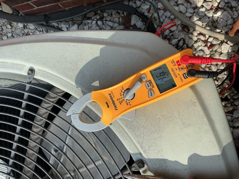 Responded to callback for AC unit that stopped working following previous maintenance visit. Upon arrival, performed electrical diagnostics using clamp meter on outdoor condensing unit. Measured amperage draw at 13.1 amps, indicating compressor and fan motor operating within normal parameters. Unit showed active cooling with condensation present on exterior panels, confirming refrigerant cycle functioning properly. System restored to normal operation, no additional repairs required beyond continuation of previous service work.
