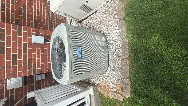 Completed continuation of labor from previous service call for non-operational air conditioning system. Evaluated outdoor condenser unit and indoor air handler, documented existing equipment configuration and installation conditions. System assessment performed as follow-up to initial diagnostic work, with photographic documentation of both exterior condenser unit on concrete pad and interior air handler installation for estimate preparation purposes.