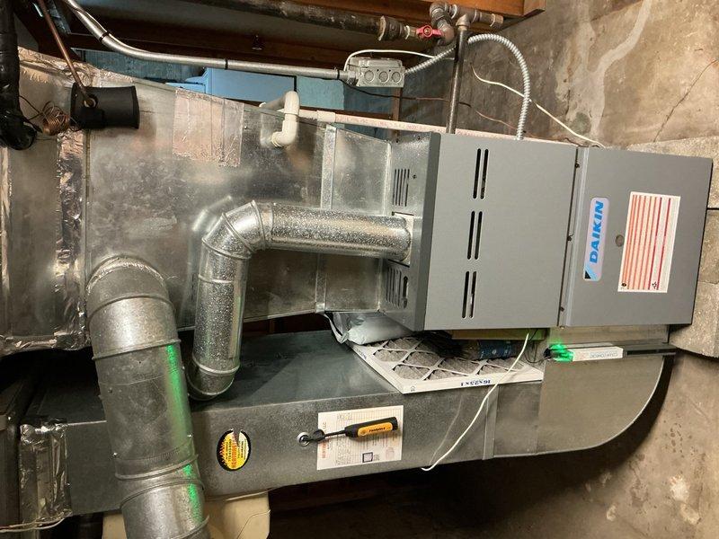 Completed comprehensive clean and check maintenance service on Daikin HVAC system per Comfort Plan agreement. Performed thorough inspection of air handler unit, ductwork connections, condensate drainage system, and all electrical components, with all equipment found to be operating within normal parameters at time of service.