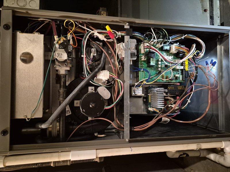 Completed comprehensive clean and check maintenance service on two HVAC systems per comfort plan agreement. Performed thorough inspection of gas furnace interior components including gas valve assembly, blower motor, pressure switches, and control board with all associated wiring connections. Inspected and serviced outdoor condensing unit including fan assembly, condenser coil, and refrigerant line connections. Verified proper operation of all mechanical and electrical components on both systems. All units found in functional condition and operating within manufacturer specifications.