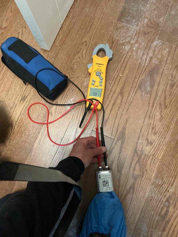 Completed comprehensive tune-up and maintenance service on single HVAC system consisting of outdoor condenser unit and indoor air handler. Performed electrical diagnostics using clamp meter to verify amperage draws and system performance parameters, confirming all readings within manufacturer specifications. System found clean and operating properly; customer declined filter replacement as they maintain their own inventory of filters.