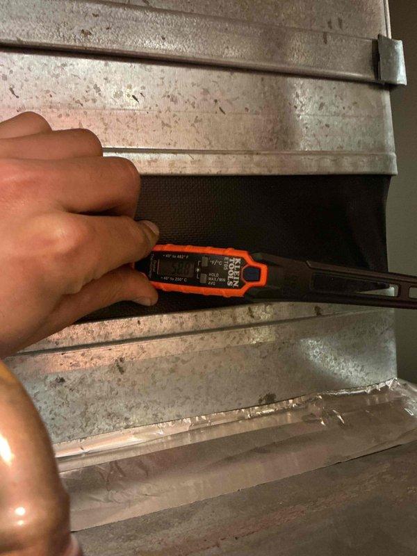 Completed comprehensive clean and check service on single-system air conditioning and air handler unit per building specifications. Performed diagnostic measurements using digital testing equipment to verify system performance parameters within the air handling unit. Customer provided their own filter for installation, which was installed in the lower plenum section. Inspected internal components including blower motor assembly, heat exchanger, electrical connections, and circuit board. All system components found operating within normal parameters and unit left in proper working condition.