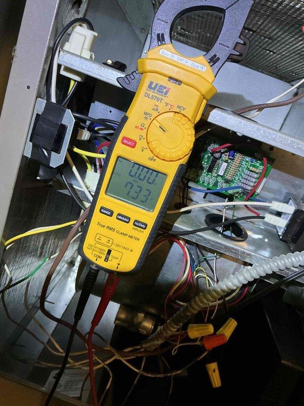 Completed comprehensive tune-up and performance verification on single HVAC system. Performed electrical diagnostics using clamp meter on air handler, measuring amperage draw and verifying proper operation of all electrical components. Conducted outdoor condenser unit testing with digital multimeter, recording voltage readings and confirming system parameters within manufacturer specifications. Customer declined filter replacement service at time of visit.