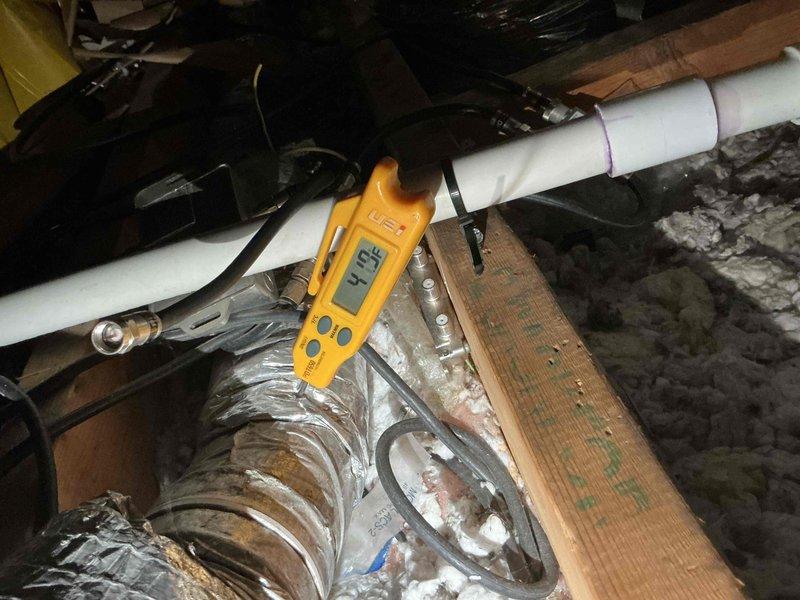 Completed annual clean and check maintenance service on one air conditioning system per Comfort Plan agreement. Performed comprehensive inspection of air handler and condensing unit, verified thermostat operation showing system cooling to setpoint, measured system amperage at 57.6 amps, and confirmed all components operating within manufacturer specifications.