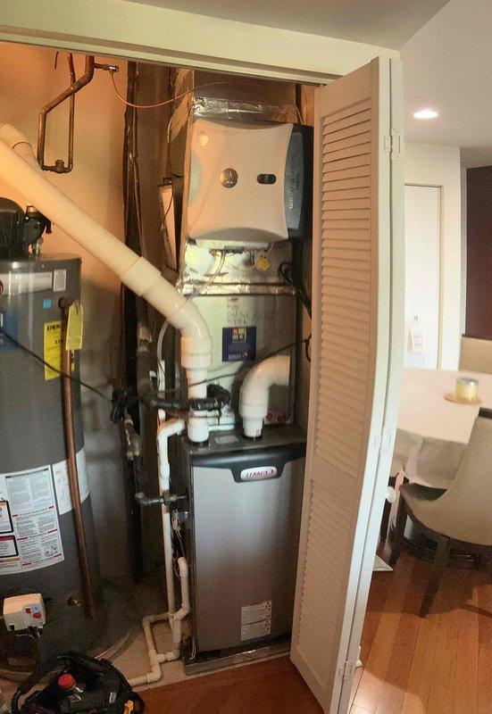 Completed preventative maintenance clean and check on residential HVAC system per comfort plan agreement. Serviced rooftop condenser unit and interior air handler/furnace system, performed standard inspection of all components, verified proper operation, and documented equipment condition with photos.