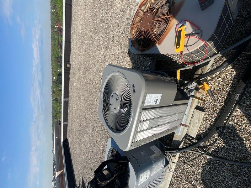 Completed comprehensive tune-up maintenance on single residential HVAC system, performing electrical diagnostics on both indoor air handler and outdoor condenser unit. Measured and verified amperage draw at 29.5 amps on blower motor assembly, inspected all electrical connections and wiring throughout the system, and confirmed proper operation of all mechanical components including condenser fan assembly with copper blade. All components tested within normal operating parameters and system returned to full operational status.