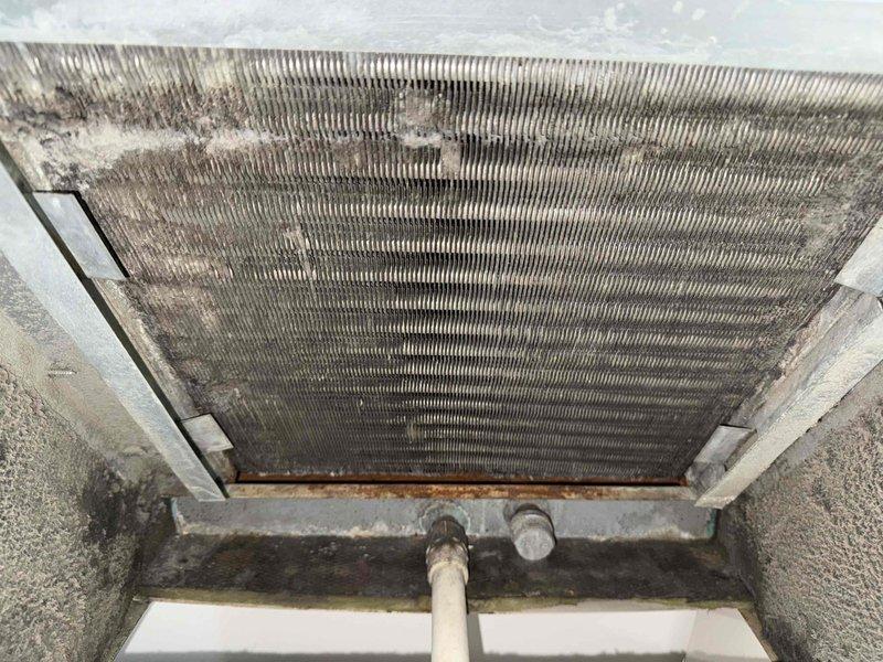Completed preventive maintenance tune-up on single-system HVAC unit. Performed standard inspection of air handler and evaporator coil, noting moderate dust and debris accumulation on coil fins requiring attention during next service visit. Customer declined air filter replacement during this visit, requesting size information and replacement schedule for future reference.