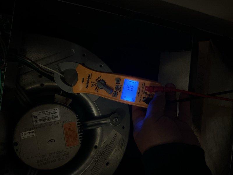 Performed comprehensive air conditioning and air handler clean and check service on single system. Replaced air filter in return air compartment and conducted diagnostic measurements using digital multimeter on blower motor assembly. Verified proper system operation and completed routine maintenance protocol.