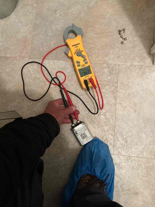 Completed comprehensive tune-up maintenance on single HVAC system including air handler inspection and electrical component testing. Performed diagnostic testing of capacitor using clamp meter to verify proper electrical operation and system performance. Collected payment as specified per service agreement for new customer account.