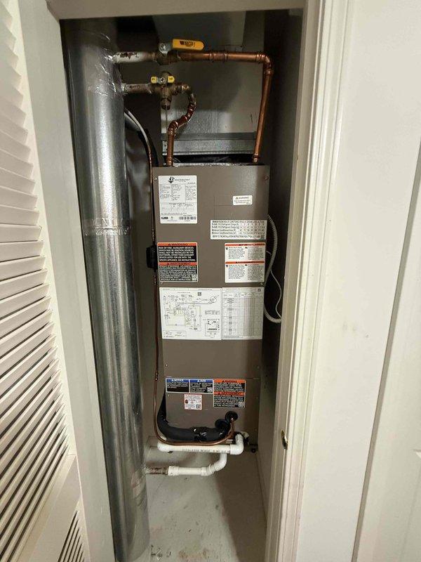 Completed preventative maintenance tune-up on residential air conditioning and air handler system. Inspected 16x16x1 air filter, determined replacement was necessary, and installed new filter to ensure proper airflow and system efficiency. Verified all mechanical components including evaporator coil, refrigerant lines, condensate drainage system, and electrical connections were operating within normal parameters.