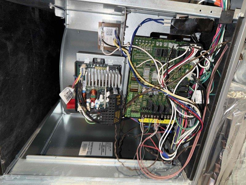 Completed Comfort Plan clean and check maintenance on Napoleon NT13A030B air conditioning system utilizing R410A refrigerant. Performed comprehensive inspection of control board assembly, electrical connections, and wiring harnesses within the unit. Verified proper operation of all electronic components, safety controls, and heat dissipation systems. System operating within manufacturer specifications with no deficiencies noted at time of service.