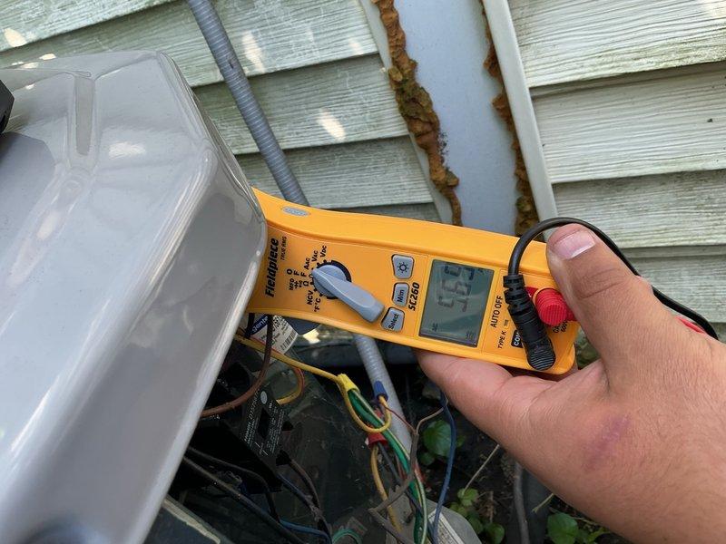 Completed comprehensive clean and check maintenance on single HVAC system per comfort plan agreement. Performed thorough inspection of air handler blower motor assembly, verified proper operation and electrical connections, tested capacitor readings at outdoor unit junction box showing 9 microfarads, and documented system condition with photos. All components found operating within normal parameters with no immediate service needs identified.