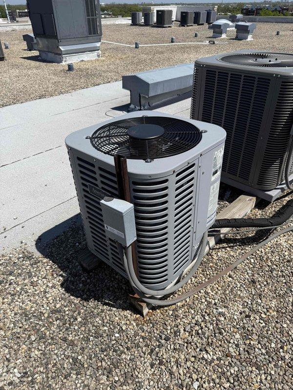 Completed routine A/C and air handler maintenance per building specifications on rooftop unit. Performed comprehensive system tune-up including temperature diagnostics showing 50.3°F suction line reading, installed 12x20x1 filter, inspected refrigerant lines and insulation, verified condenser operation, and documented equipment condition with photos. All components operating within normal parameters upon completion.