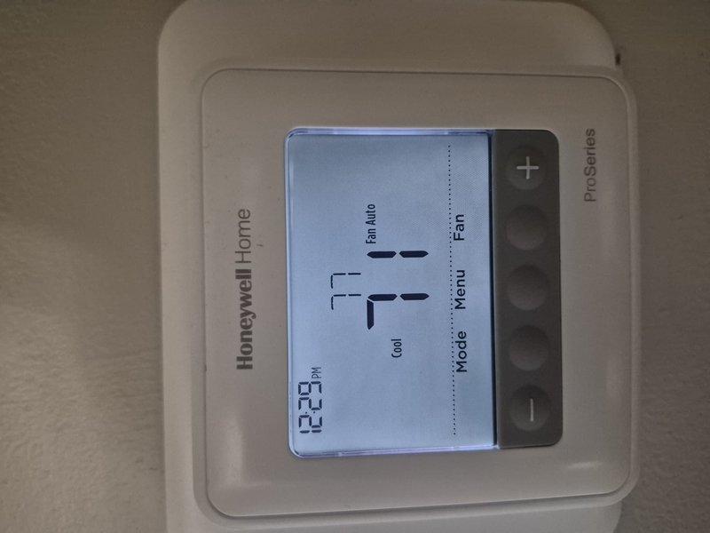 Completed comprehensive tune-up and inspection on single-system air conditioning and air handler unit. Verified proper electrical connections at terminal block, confirmed thermostat operation and temperature display functionality, and performed standard maintenance procedures. Customer declined air filter replacement at time of service.