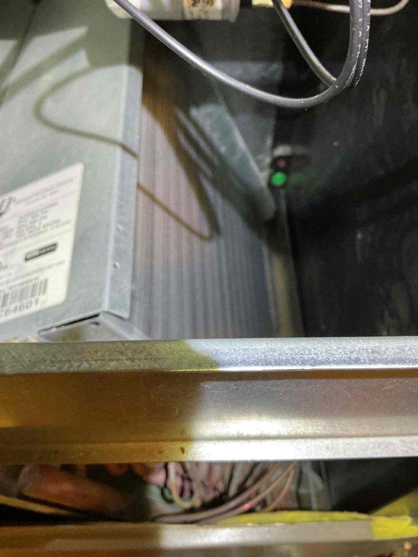 Completed comprehensive tune-up on Advanced Distributor Products air handler unit (Model BSMMA1A04D03, 24,000 BTU/h, R-410A refrigerant system). Performed full system inspection, verified operational status with control board indicator functioning properly, checked refrigerant lines and electrical connections, and confirmed unit operating within manufacturer specifications. Customer declined filter replacement at time of service.