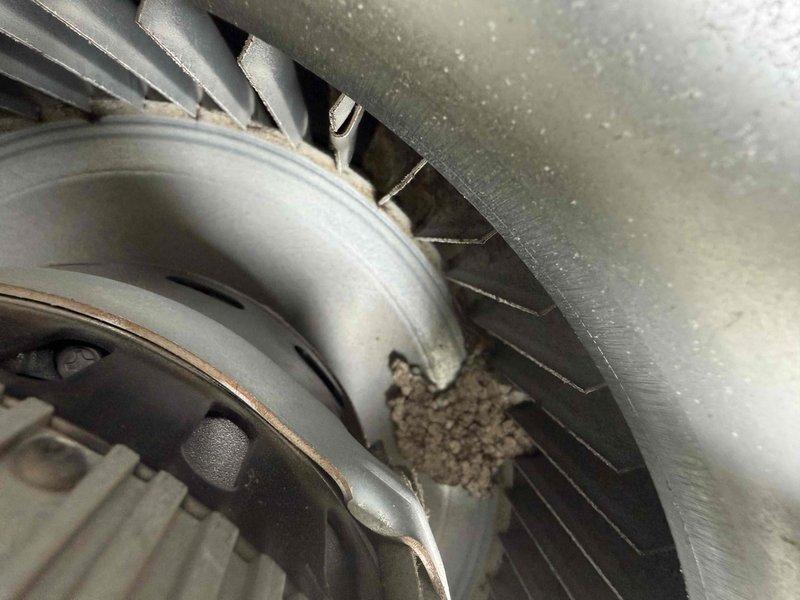 Completed spring preventive maintenance inspection per commercial agreement covering boiler, ground-mounted RTU, Unico A/C system, and Unico air handler. Inspected blower motor assembly and blower wheel, noting dust accumulation on fan blades and debris buildup within wheel assembly that will require monitoring for airflow efficiency. All equipment photographed and documented, with systems operational at time of departure.