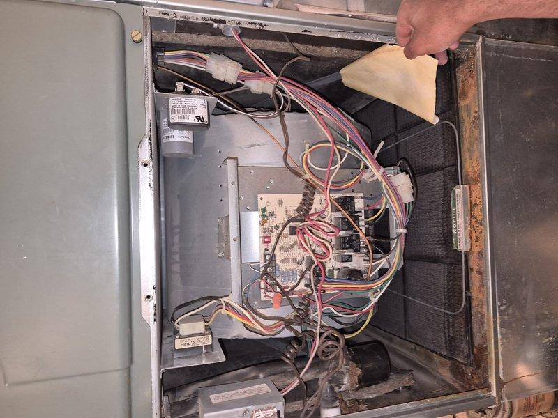 Returned to address furnace noise complaint following previous day's cleaning and check service. Inspected blower assembly, motor mounts, and electrical connections within air handler cabinet. Verified all wire harnesses and capacitor connections were secure and properly seated after previous service work. Checked blower wheel for debris and confirmed proper motor operation through multiple heating cycles with no abnormal sounds detected at time of inspection.