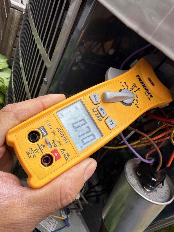 Completed Comfort Plan maintenance on two air conditioning systems. Performed comprehensive clean and check procedures on both units, including electrical diagnostics using digital multimeter to verify proper voltage readings and current draw measurements. All components tested within normal operating parameters, systems operating efficiently with no issues identified.