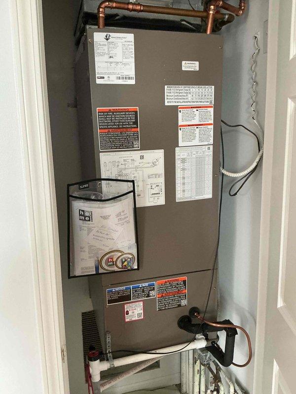 Completed full A/C condensing unit replacement by disconnecting and disposing of existing condenser per EPA guidelines, then installing new Lennox 13 SEER2 ML13KC1-030-230 2.5 ton unit on roof. Flushed existing copper lineset, connected new condenser to existing evaporator coil, evacuated system to remove moisture and air, and charged with R454b refrigerant to manufacturer specifications. Installed surge protector on new condensing unit, performed system startup, tested operation with diagnostic equipment confirming proper temperatures and pressures, and made final adjustments to ensure optimal performance.