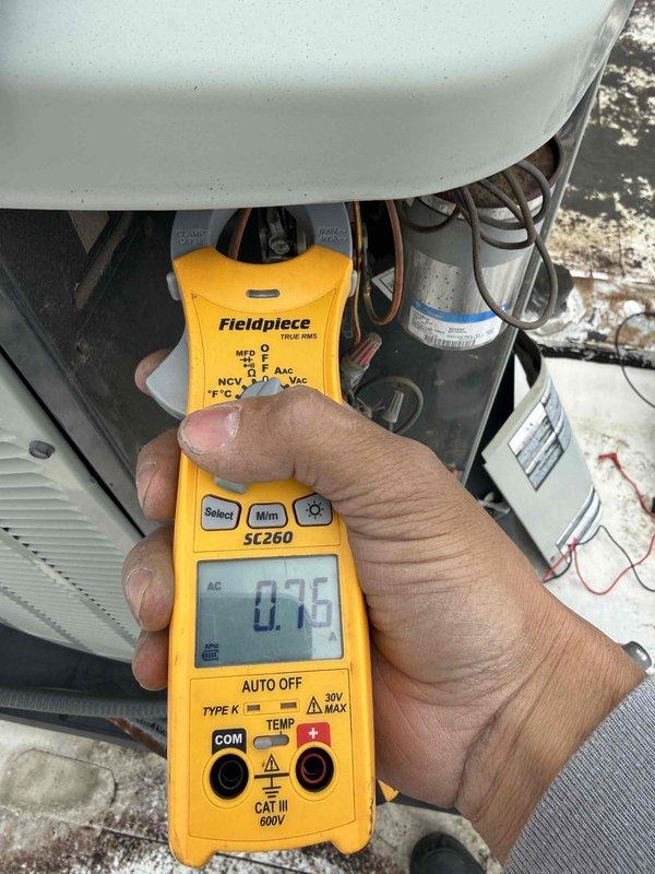 Performed commercial HVAC maintenance per agreement on furnace and hanging heater unit. Completed clean and check procedures, replaced 16x25x1 air filter, and conducted electrical diagnostics using multimeter to verify capacitor performance and system operation. Noted air conditioning unit requires agreement renewal for service continuation.