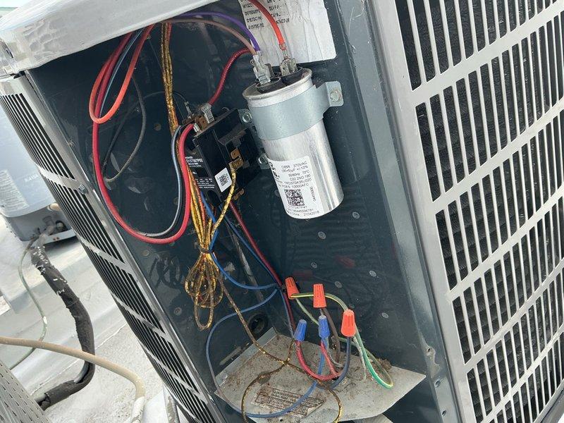 Completed standard air conditioning and air handler tune-up maintenance service. Customer declined filter replacement at this time. Inspected electrical components, capacitor, and contactor; all found to be in proper working condition with secure wire connections and no visible signs of wear or damage.