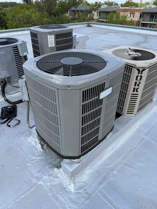 Completed spring tune-up maintenance on single-system rooftop HVAC unit. Performed comprehensive inspection of air conditioning condenser and air handler components, replaced 12x20x1 air filter, and conducted diagnostic testing with multimeter to verify proper electrical operation. All internal components including evaporator coil, control boards, wiring harnesses, and refrigerant lines inspected and found in good working condition.