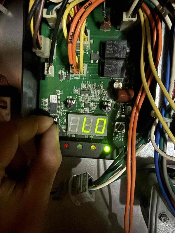 Replaced failed circuit board on Dunkirk boiler system. Removed defective control board, installed new replacement unit, verified proper LED indicator function and digital display operation, and confirmed system restored to normal operating parameters through thermostat communication test.