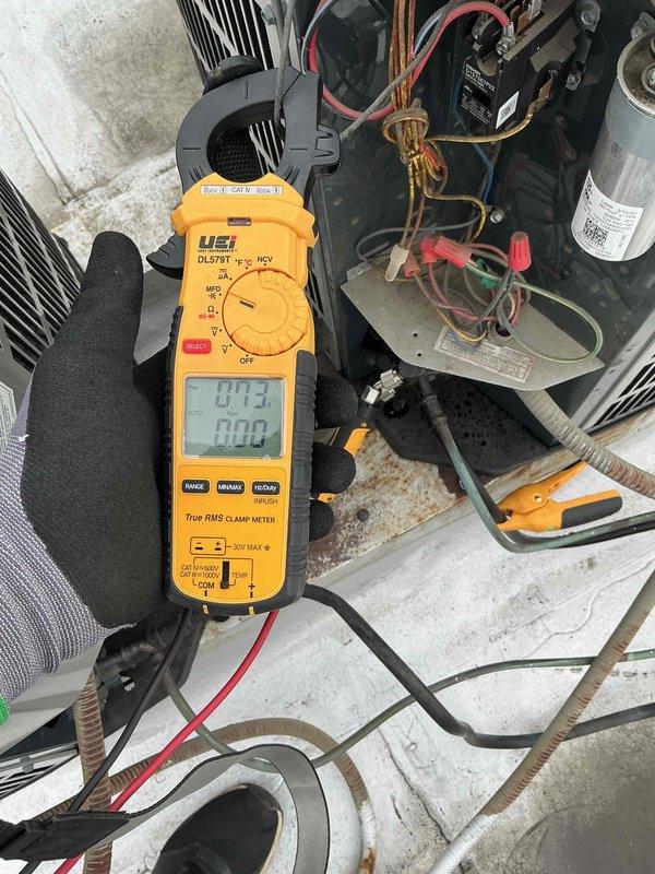 Completed preventive maintenance tune-up on single HVAC system including air conditioning unit and air handler. Performed electrical diagnostics using clamp meter to verify proper amperage draw and system performance. Replaced 16x20x1 air filter and conducted complete system inspection to ensure optimal operation.