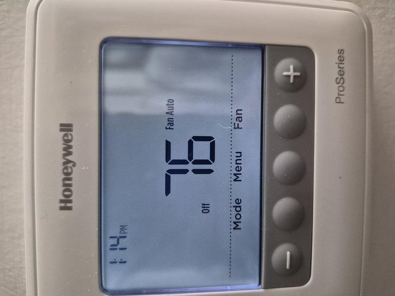 Completed preventive maintenance tune-up on single HVAC system. Inspected and replaced 16x20x1 air filter as needed. Verified thermostat operation and system controls functioning properly, with unit currently in off mode showing proper display readings.