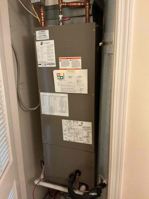 Performed comprehensive tune-up service on residential split system HVAC equipment. Conducted complete check and cleaning procedures on air conditioning condenser unit and air handler system. Replaced dirty 12x20x1 air filter with new Pamlico Air filter to restore proper airflow and system efficiency. Inspected refrigerant lines, electrical connections, and condensate drainage system. Verified all components operating within manufacturer specifications. System tested and confirmed operational upon completion.