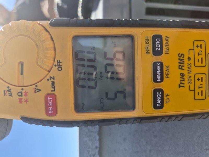 Completed preventive maintenance tune-up on single-system HVAC unit. Performed comprehensive inspection of air handler and condensing unit, replaced air filter, verified electrical connections and capacitor operation using digital multimeter, and confirmed all components operating within normal parameters. System found to be clean and well-maintained with no deficiencies noted.