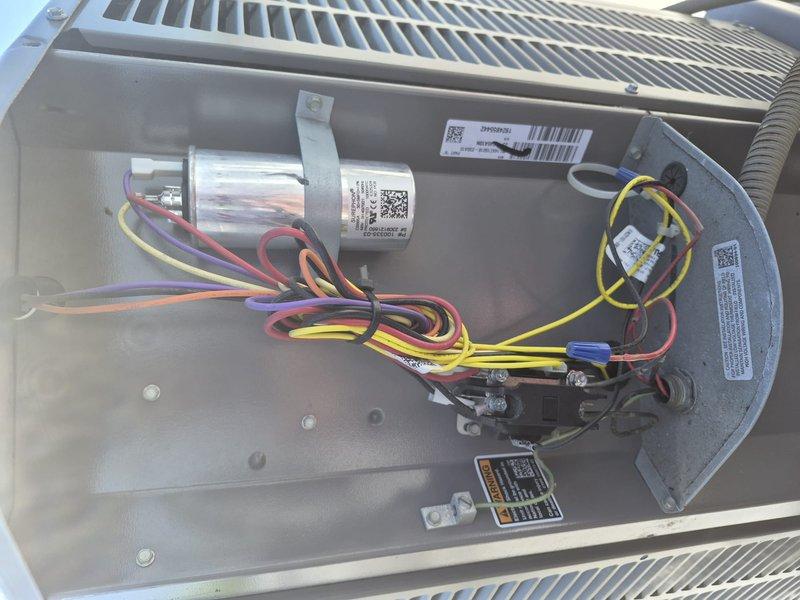 Completed preventive maintenance tune-up on single-system HVAC unit. Performed comprehensive inspection of air handler and condensing unit, replaced air filter, verified electrical connections and capacitor operation using digital multimeter, and confirmed all components operating within normal parameters. System found to be clean and well-maintained with no deficiencies noted.