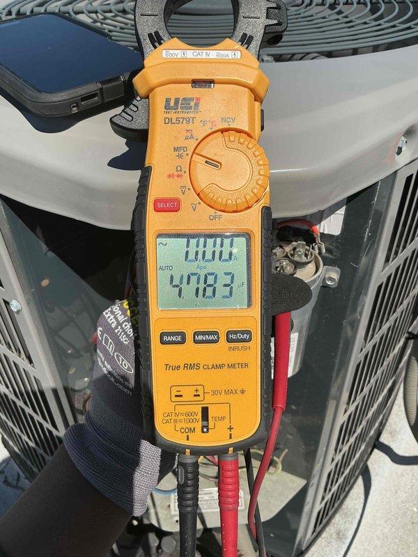 Completed preventative maintenance tune-up on single-system HVAC unit for new customer. Performed comprehensive inspection of air conditioning condenser and air handler, verified system operation with digital testing equipment including clamp meter readings, and replaced 12x20x1 air filter. All components checked and confirmed operational with no deficiencies noted.