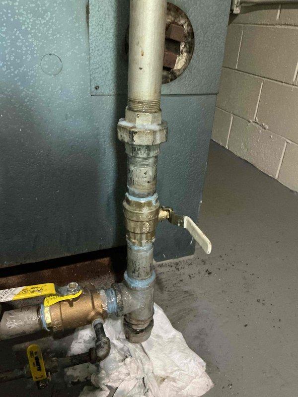 Replaced three gas valves on commercial gas piping system, including one 1-1/4" main gas shut-off valve, one 1-1/4" shut-off valve with pilot port, and one pilot valve. Installed new 1-1/4" nipples as needed to accommodate different valve lengths and ensure proper connections. All valves tested and verified operational upon completion.