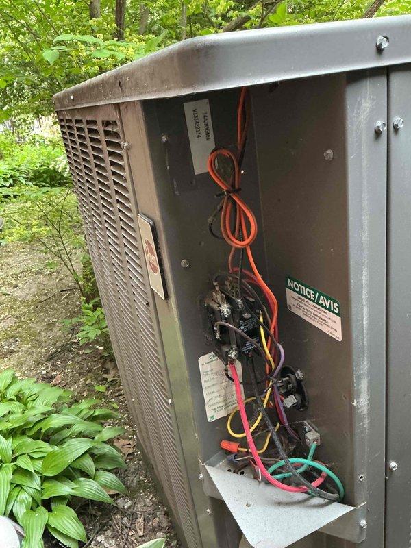 Completed annual Comfort Plan maintenance on residential air conditioning system. Performed comprehensive clean and check including inspection of outdoor condensing unit with electrical components, contactor assembly, and wiring connections. Verified amperage draw readings using digital clamp meter, recording 80.4 amps during operational testing to ensure system is operating within manufacturer specifications and providing optimal cooling performance for the upcoming season.