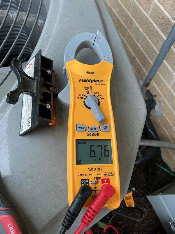 Completed preventative maintenance clean and check on single HVAC system per service contract plan. Inspected and evaluated 20x25x1 MERV-rated air filter showing normal dust accumulation, verified electrical components and contactor operation, and measured system amperage at 6.76 amps indicating proper compressor performance. All equipment operating within normal parameters with no deficiencies noted.
