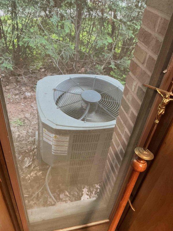 Responded to no cooling complaint for commercial office air conditioning unit. Upon arrival, accessed office and evaluated outdoor condenser unit and interior thermostat which displayed a 75°F setpoint with 73°F room temperature. Verified unit operation, assessed system components, and confirmed proper thermostat functionality after customer had previously attempted troubleshooting including battery and fuse replacement.
