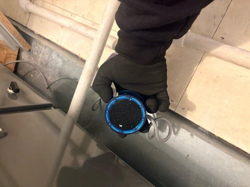 Installed wet switch on second floor HVAC system. Accessed attic space and mounted safety switch device on supply plenum ductwork. Verified electrical connections at control board and confirmed proper integration with existing HVAC control system wiring.