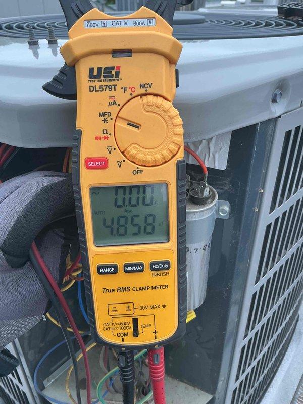 Completed comprehensive clean and check maintenance service on air conditioning and air handler system per Comfort Plan agreement. Performed electrical diagnostics using digital clamp meter, measuring voltage and amperage at outdoor condensing unit to verify proper system operation. Inspected indoor air handler cabinet, including evaporator coil assembly, electrical control boards, wiring connections, and heat exchanger components to ensure all systems functioning within manufacturer specifications.